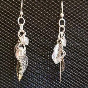 Silver multi-leaf earrings